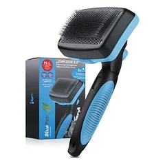 BluePet Selbstreinigende Hundebürste & Katzenbürste Langhaar, Zupfbürste