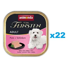 ANIMONDA Vom Feinsten Adult Turkey&Ham 22x150 g kalakutiena ir kumpis suaugusiems šunims