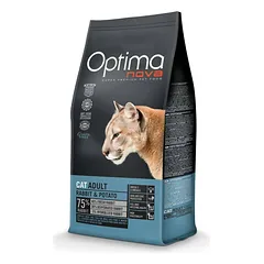 Optima Nova Cat Adult GF Rabbit & Potato – sausas maistas be grūdų suaugusioms katėms su triušiena ir bulvėmis, 2 kg