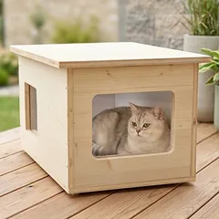catcabin kačių namelis lauke, atsparus žiemai, Stogas Premium (sietografija), su antru įėjimu, be izoliacijos, 1 vnt. — 3 nuotrauka