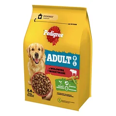 PEDIGREE Adult Sausas šunų ėdalas su jautiena, 2,6 kg, 2+1 NEMOKAMAI