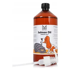 Norvegiškas lašišų aliejus šunims ir katėms Mersjo Salmon Oil Omega 3 ir 6, 1000 ml