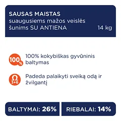 CLUB 4 PAWS Premium visavertis sausas pašaras mažų veislių suaugusiems šunims su antiena, 14 kg — 2 nuotrauka