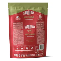 CARNILOVE Active Duck&Pheasant Sterilised sausas pašaras katėms su antiena ir fazaniena, 400 g — 2 nuotrauka