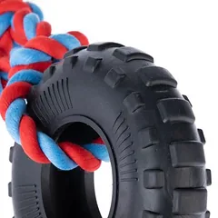 TIAKI guminė padanga su virve, žaislas šunims, Vidutiniams 11–25 kg — 3 nuotrauka