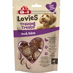 8IN1 Lovies Training Treats Duck Bites 90g treniruotėms skirtas skanėstas šuniui su antis ir ryžiais
