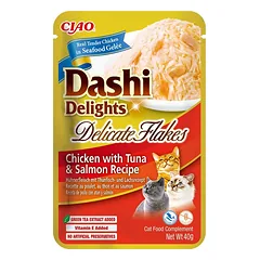 INABA Cat Dashi Delights Delicate Flakes Vištiena, tunas ir lašiša 40g
