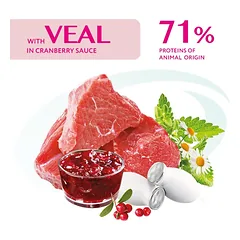 OPTIMEAL konservai suaugusioms katėms su veršiena ir spanguolėmis 85g x 12 — 3 nuotrauka