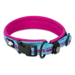 TrueLove Nylon Halsband mit Neopren unterlegt blau/pink