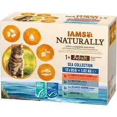 IAMS Naturally Cat Adult Sea Collection žuvies skonio mišinys katėms 12 x 85 g