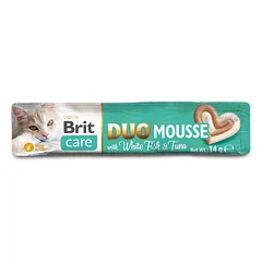 Brit Care Duo Mousse kreminiai skanėstai katėms su baltąja žuvimi ir tunu 4 x 14 g
