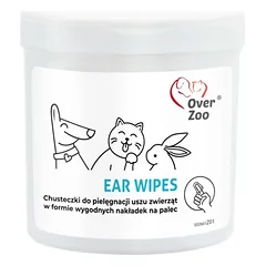 OVER ZOO Ear Wipes ausų valymo servetėlės šunims, katėms ir graužikams 50 vnt.