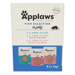 APPLAWS Cat Mix 6 × 70 g – įvairių žuvų skonių drėgno ėdalo želėje rinkinys katėms
