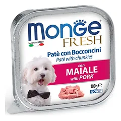 Monge Fresh paštetas šunims su kiaulienos gabalėliais 100g