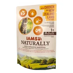 IAMS - Natūraliai su vištiena ir Naujosios Zelandijos ėriena padaže 85g