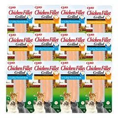 INABA Vištienos filė katėms - Vištiena vištienos sultinyje 6x25g + Vištiena šukučių sultinyje 6x25g