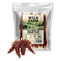 WILD FARM anties krūtinėlės filė ant pagaliuko 500g skanėstas šunims