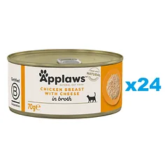 APPLAWS Cat Adult Chicken Breast with Cheese in Broth vištienos krūtinėlė su sūriu sultinyje 24x70 g