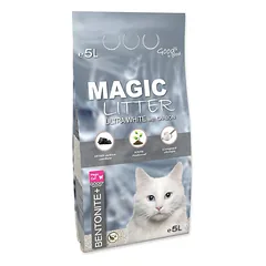 Magic Cat Litter Magic Litter Bentonite Ultra White with Carbon aglomeruojantis kraikas kačių tualetui, 5 l