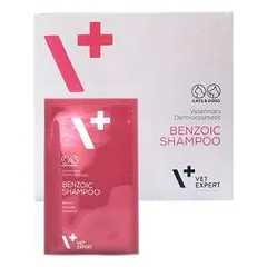 VetExpert Benzoic kosmetinis šampūnas riebią odą turintiems gyvūnams, 15 ml x 20 vnt.
