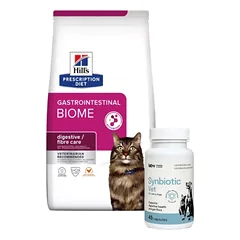 HILL'S PD Prescription Diet Feline Gastrointestinal Biome 1,5kg + LAB-V Synbiotic Vet - virškinamojo trakto sveikata ir žarnyno mikroflora šunims ir katėms 45 kapsulės