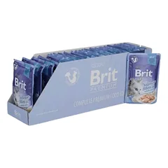 Brit Premium Delicate Salmon in Jelly konservai katėms lašišos filė drebučiuose 24vnt.