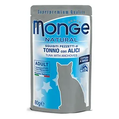 Monge Natural kons. pašaras suaugusioms katėms tuno kąsneliai su ančiuviais želėje 80g
