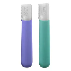 Gyvūnų augintinių nerūdijančiojo plieno trimingo ir formavimo peiliukai su dėklu, mėtinės ir violetinės spalvos, 4x2,3 cm — 1 nuotrauka