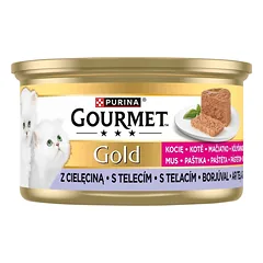 GOURMET Gold Kitten Mus su veršiena 12x85g drėgnas maistas kačiukams