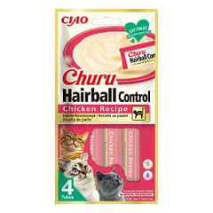 Churu Hairball Control kreminis skanėstas su vištiena katėms, 4 vnt.