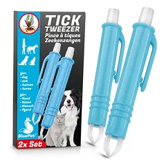 BluePet Automatische Zeckenzange 2er Set, Zeckenentferner, Zeckenhaken