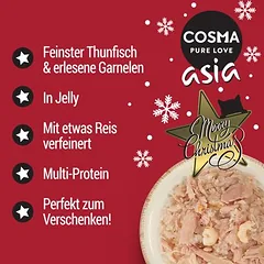 Cosma Asia Kalėdinė versija su tunu ir krevetėmis, drėgnas maistas katėms — 3 nuotrauka