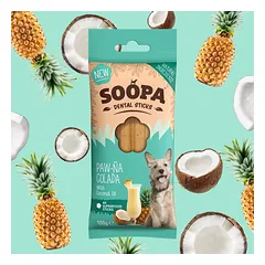 SOOPA Paw-Na Colada skonio lazdelės šunims, Dental Sticks, 100g — 3 nuotrauka