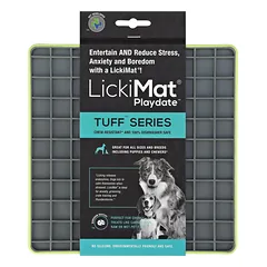 LickiMat Tuff Playdate - laižymo kilimėlis šunims, languotas raštas, Pomarańczowy / Twarda — 4 nuotrauka