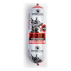 Boss Premium konservuotas pašaras Beef dešra 1000 g parduotuvėje mumbo.lt