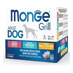 Monge GRILL MIX Dog Adult beef/cod/chicken 100gx12