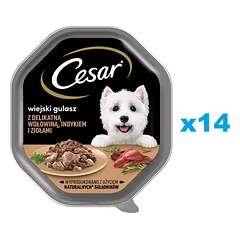 CESAR 14x150 g drėgnas visavertis pašaras suaugusiems šunims su švelnia kalakutiena ir žolelėmis