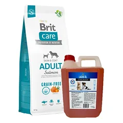 BRIT CARE Grain-free Adult Salmon 12kg + LAB V Lašišų aliejus šunims ir katėms 5000ml