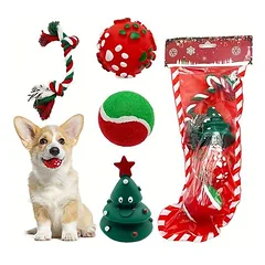 Fukumaru 4 Weihnachts-Hundespielzeuge mit Plüschbällen