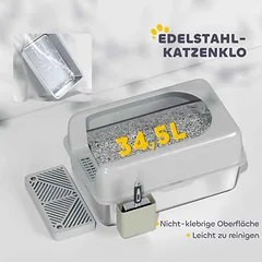 Kačių tualetas PawHut 60,2x40,6x29cm., pilkos spalvos — 5 nuotrauka
