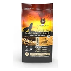 Ambrosia Grain-Free Adult Mini Fresh Salmon & Rabbit – begrūdis sausas maistas suaugusiems, mažų veislių šunims