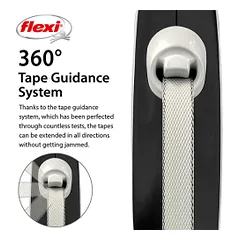 Flexi New Comfort Tape juostinis, juodas pavadėlis šunims, S, 5 m — 3 nuotrauka