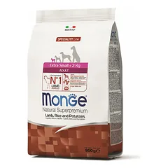 Monge Dry Dog Spec. Line - ypač mažų veislių suaugusiems šunims su ėriena, ryžiais ir bulvėmis 0,8 kg parduotuvėje 1petshop.lt