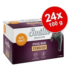 Smilla lėkštutė Sterilised, drėgnas maistas katėms, ekonominė pakuotė 24 x 100 g