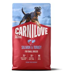 CARNILOVE Active Dog Salmon & Turkey Adult Small Breeds 3 x 4 kg – sausas pašaras su lašiša ir kalakutiena suaugusiems mažų veislių šunims