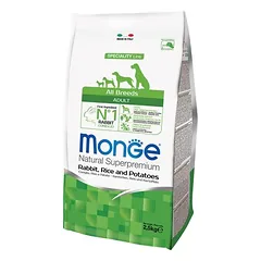 Monge Super Premium su triušiena, ryžiais ir bulvėmis, sausas maistas šunims