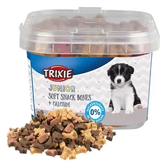 Trixie Junior minkšti kauliukai su vištiena, ėriena ir lašiša, skanėstai šuniukams kibirėlyje, 140 g