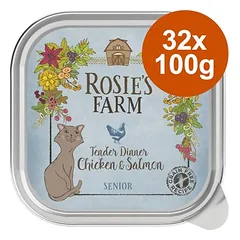 Rosie's Farm Senior drėgnas maistas katėms, ekonominė pakuotė 32 x 100 g