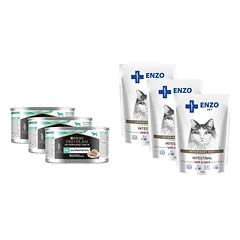 PURINA Veterinary PVD EN CAT 3x195g  - skardinė + ENZO VET Žarnynas su ėriena padaže katėms 3x100g