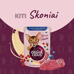 DELICKCIOUS konservuotas pašaras su triušiena ir egzotiniais vaisiais suaugusioms katėms, 80 g — 5 nuotrauka